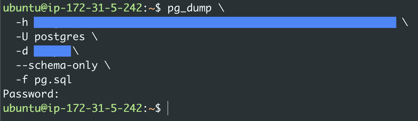 Вывод терминала после запуска pg_dump